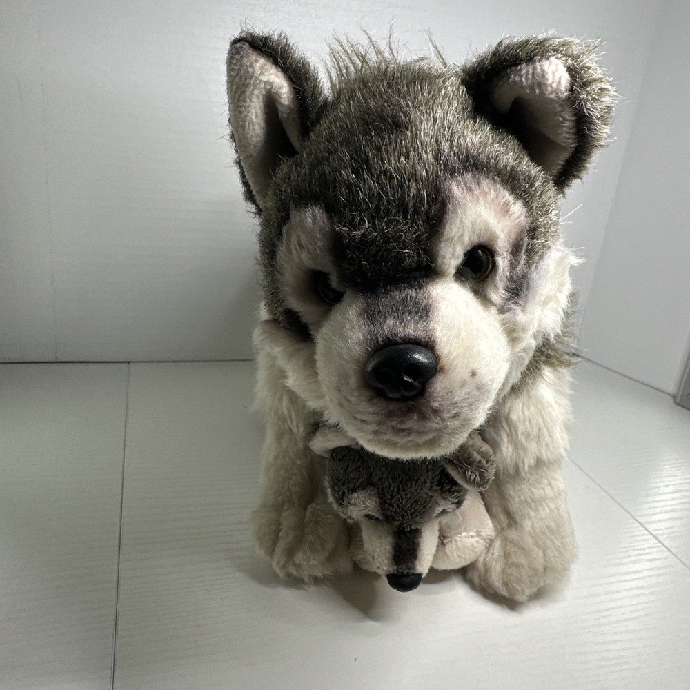Demdaco WOLF/SIBERIAN HUSKY Mom & Baby Plush 12"